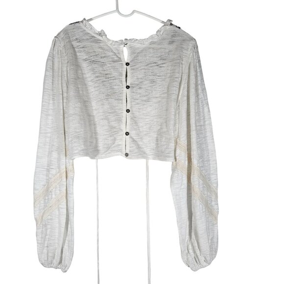 Pol White M Peasant Top Boho Embroidered Festival Cottagecore Romantic - Picture 4 of 15